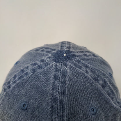 Unbranded Strapback Hat Blue OSFM Adjustable Vented Holes 6 Panel Denim Blank