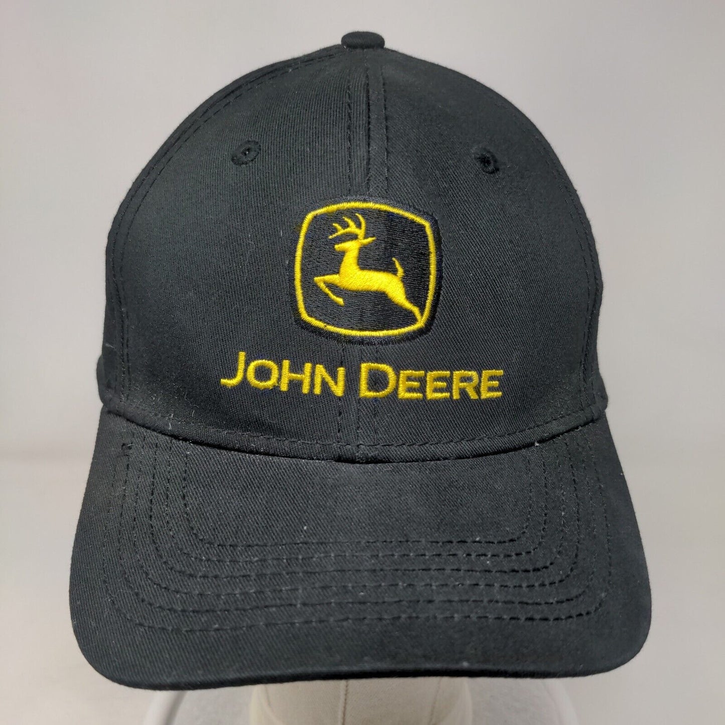 John Deere Slideback Hat Black OSFA Embroidered 6 Panel Vent Holes