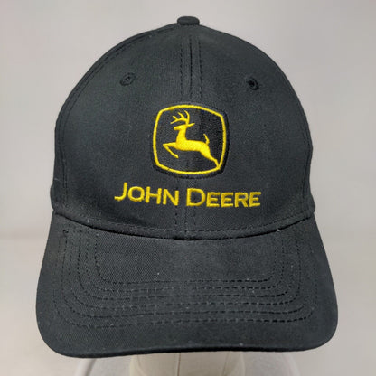 John Deere Slideback Hat Black OSFA Embroidered 6 Panel Vent Holes