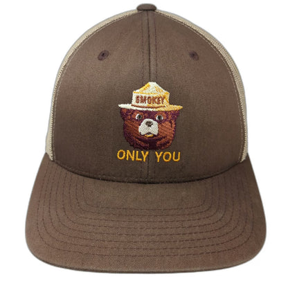 Yupoong Trucker Hat Brown One Size Smokey Bear Only You Mesh Snapback Embroidery