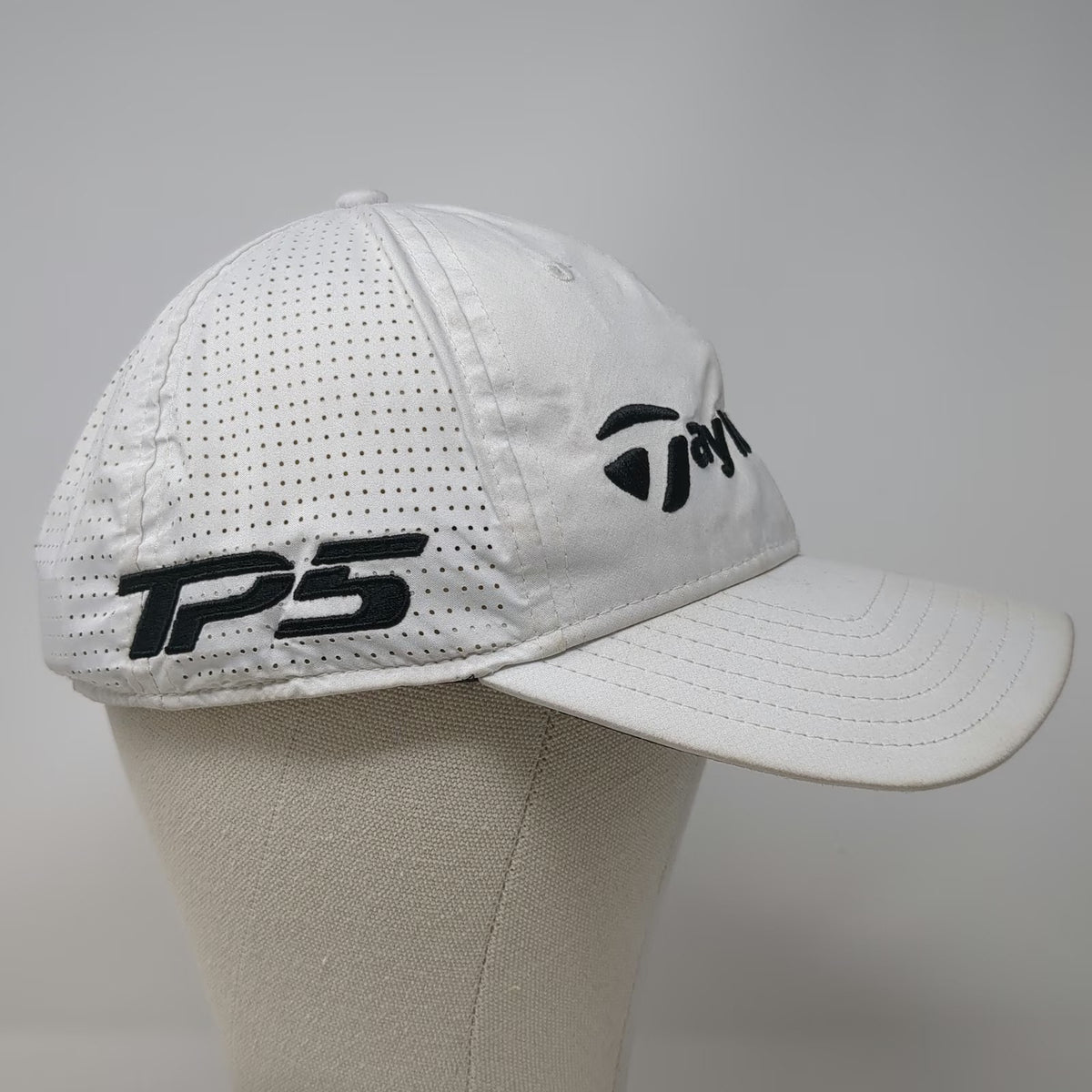 TaylorMade White Baseball Cap One Size Stealth TP5 Perforated Slideback Hat