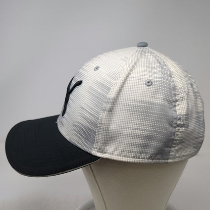 Puma Snapback Hat Gray One Size Cat Logo Grid Pattern Performance Golf Cap Black