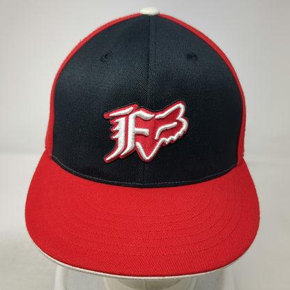 Fox Baseball Cap Black Red White 7 5/8 Flat Brim Embroidered 210 Fitted Hat