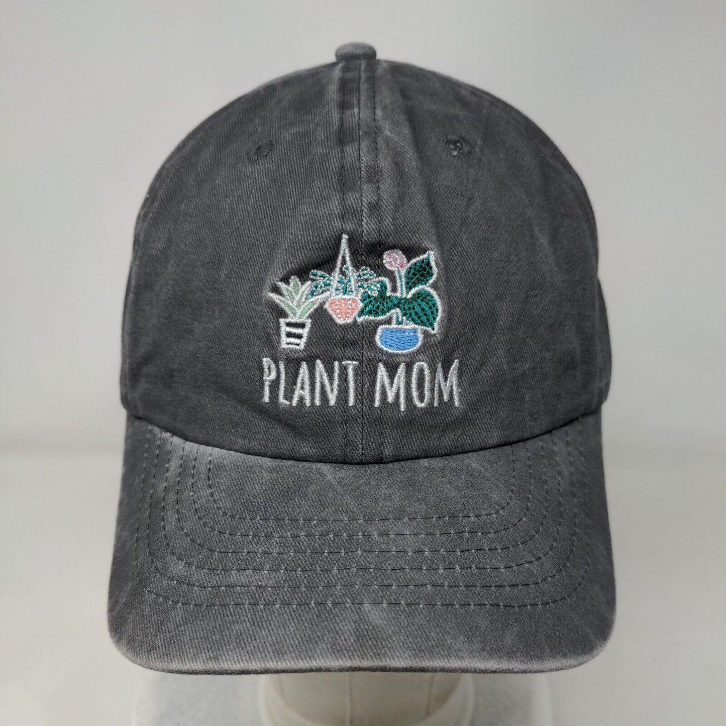 Plant Mom Slideback Hat Gray One Size Adjustable Embroidered 6 Panel Olivia Moss