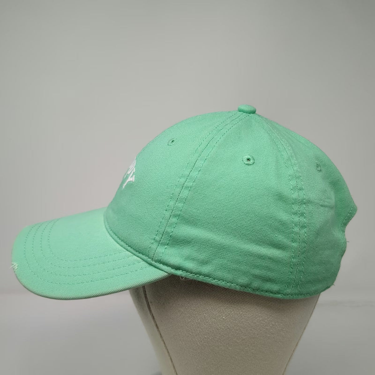 Aerie Baseball Cap Green One Size Happy Embroidered Cotton Slideback Hat