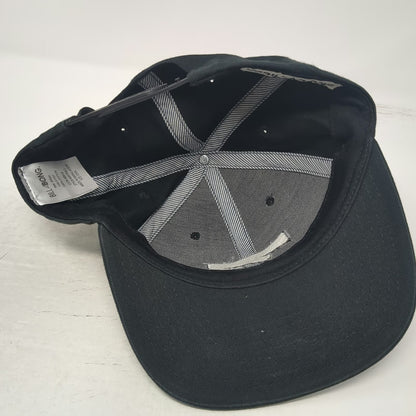 Billabong Snapback Black One Size Flat Brim Hat Embroidered Wave Logo Cotton