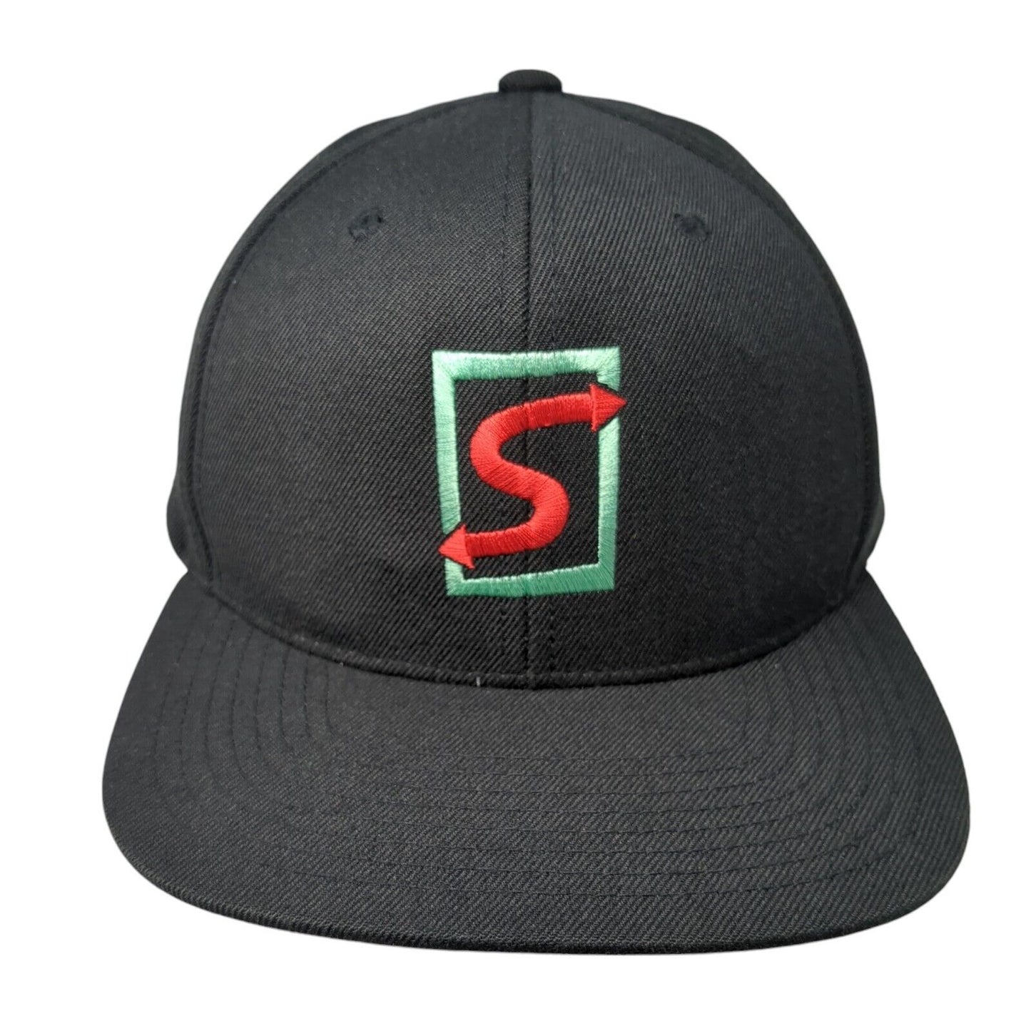Yupoong Snapback Hat Black One Size Adjustable Solid Embroidered Logo
