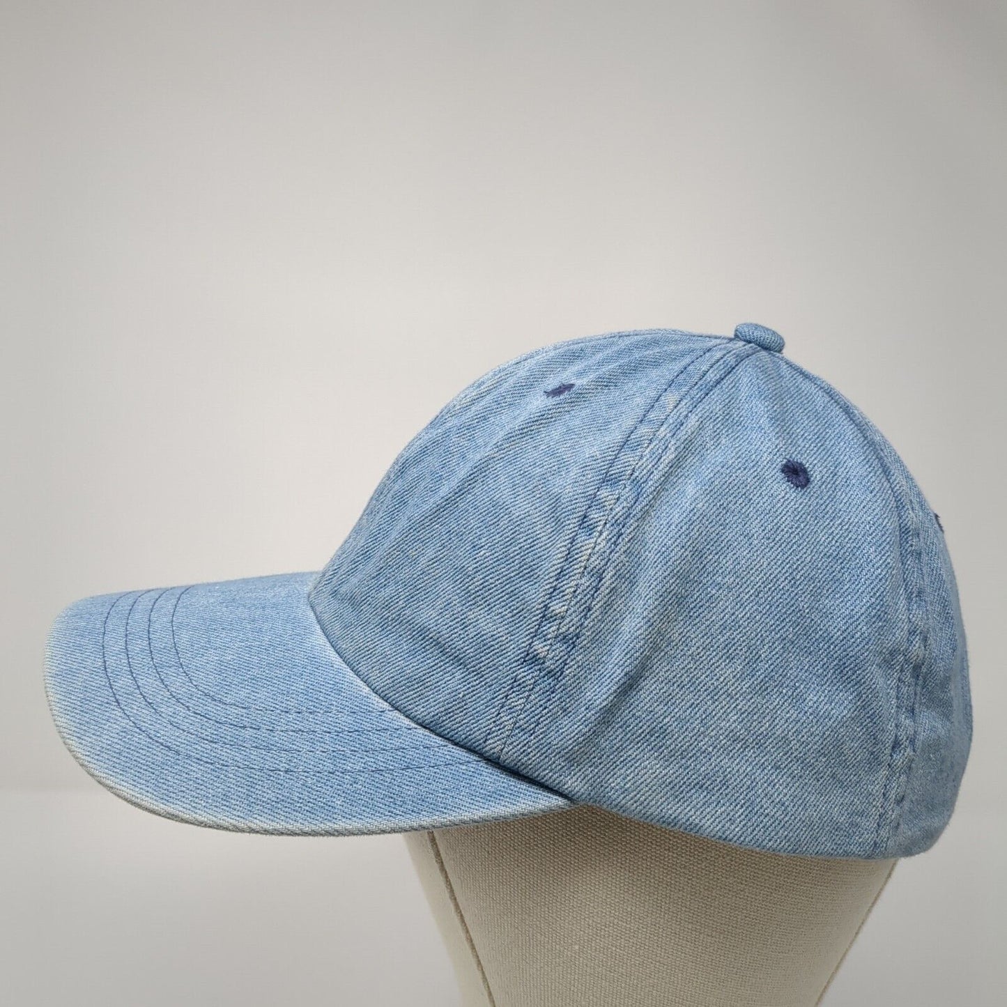 Unbranded Slideback Hat Blue One Size Adjustable Vented Holes Denim Blank