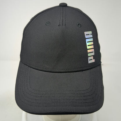 Puma 5 Panel Black One Size Iridescent Logo Slideback Stretch Athletic Sport Hat