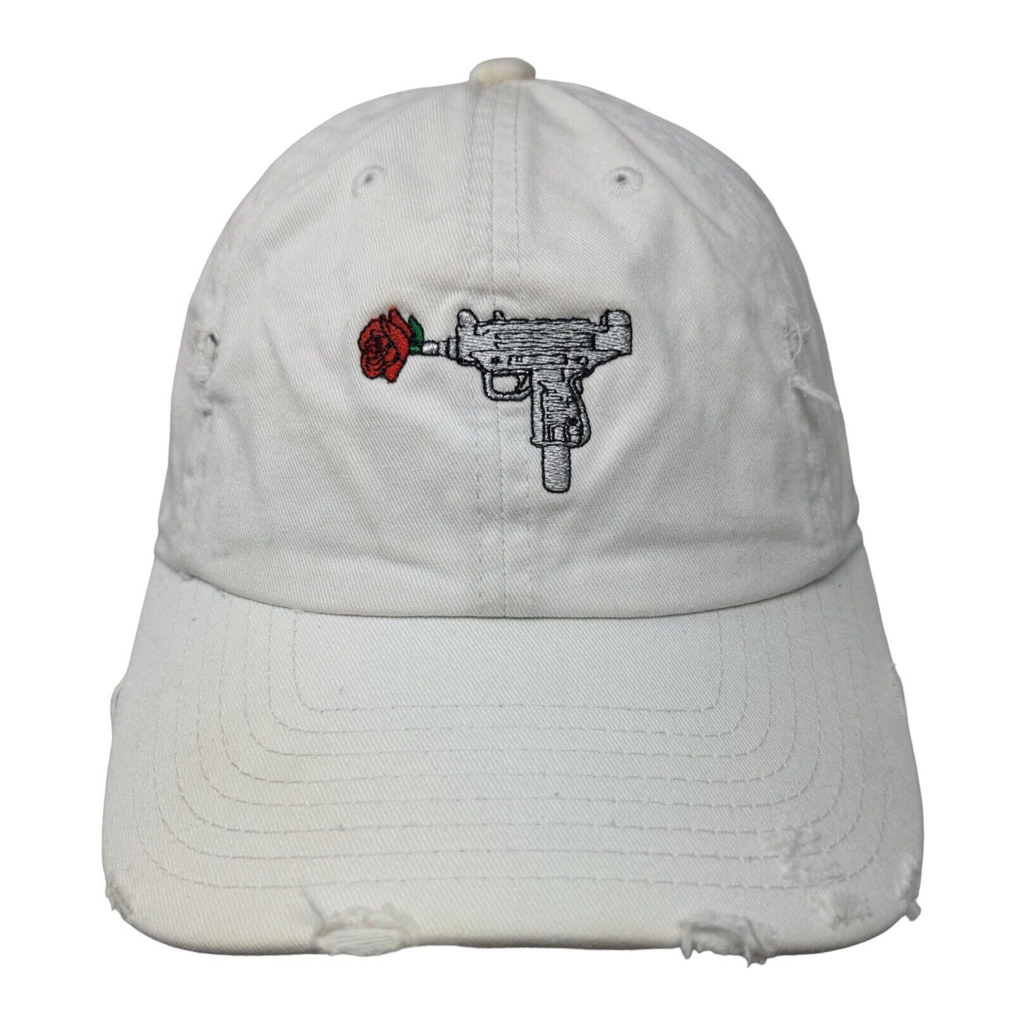 Uzi Flower Svart Slideback Hat White One Size Embroidered Field Grade