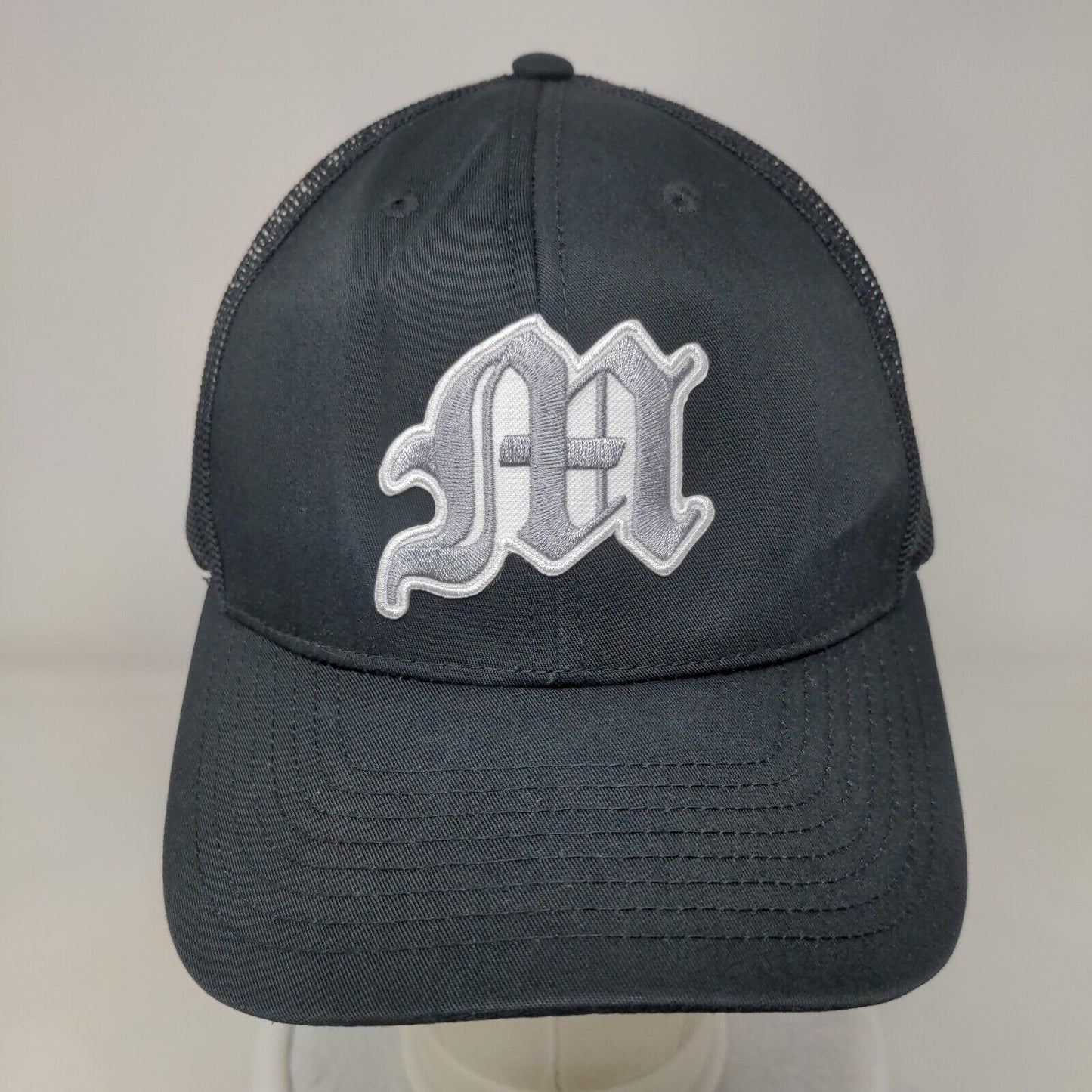 Letter M Snapback Mesh Back Trucker Hat Black One Size Richardson
