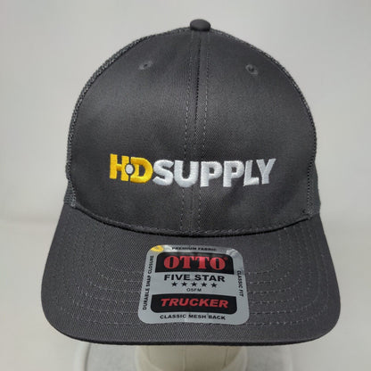 H.D Supply Snapback Trucker Hat Gray OSFM Adjustable Classic Fit Mesh Back Otto