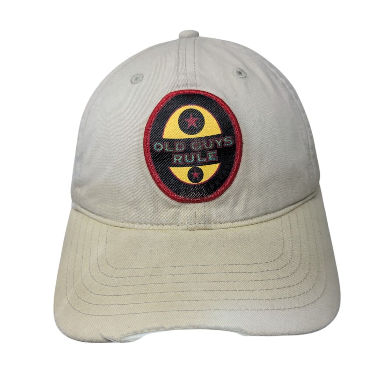 Old Guys Rule Slideback Hat Tan One Size Solid Adjustable Embroidered