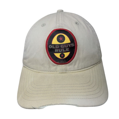 Old Guys Rule Slideback Hat Tan One Size Solid Adjustable Embroidered