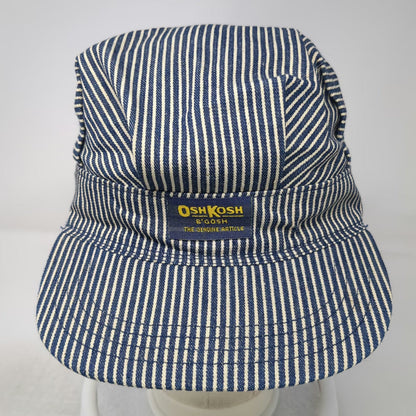 OshKosh B'gosh Snapback Blue White Hickory Stripe USA Hat Vintage Conductor