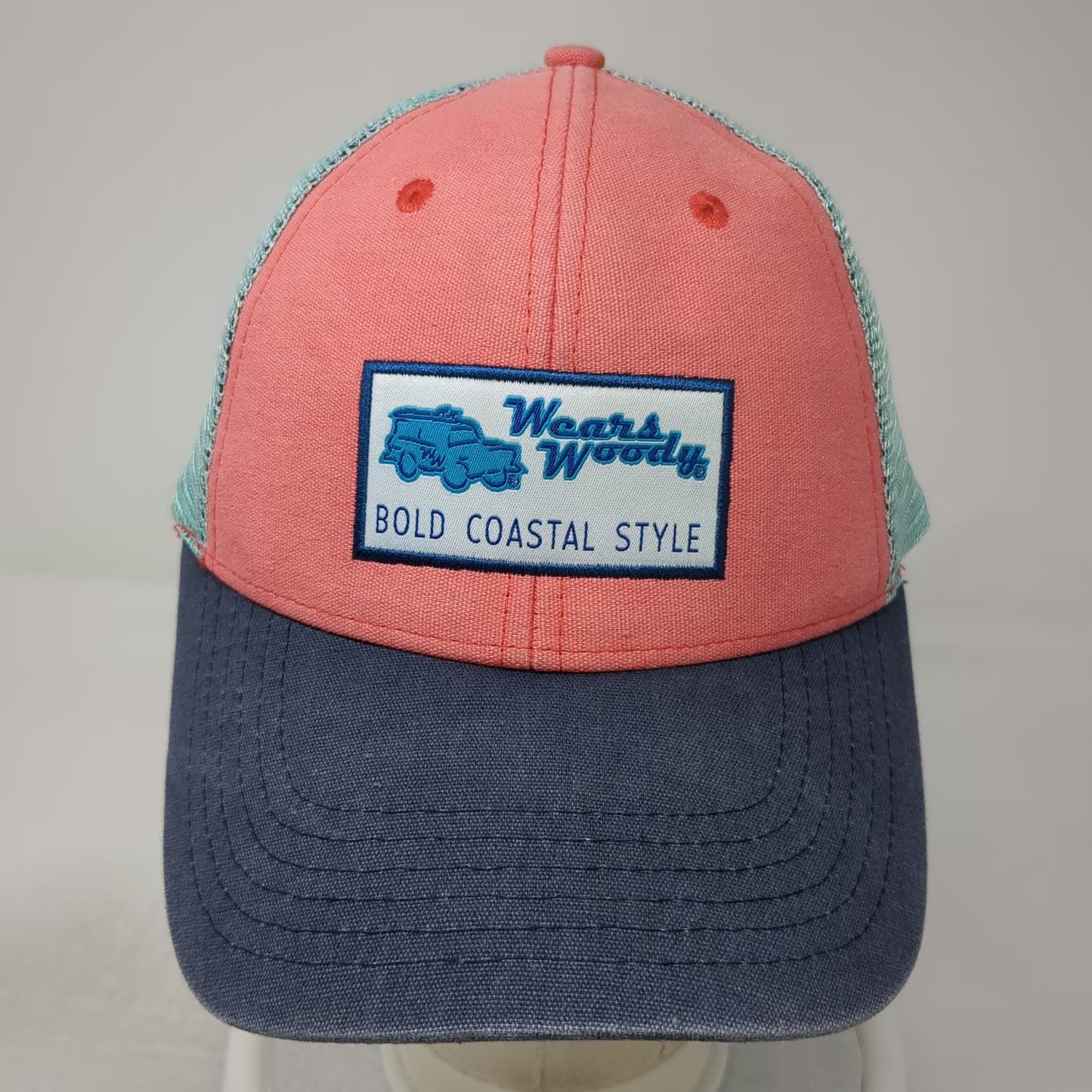 Wears Woody Trucker Hat Pink Blue One Size Mesh Snapback Coastal Beach Wagon