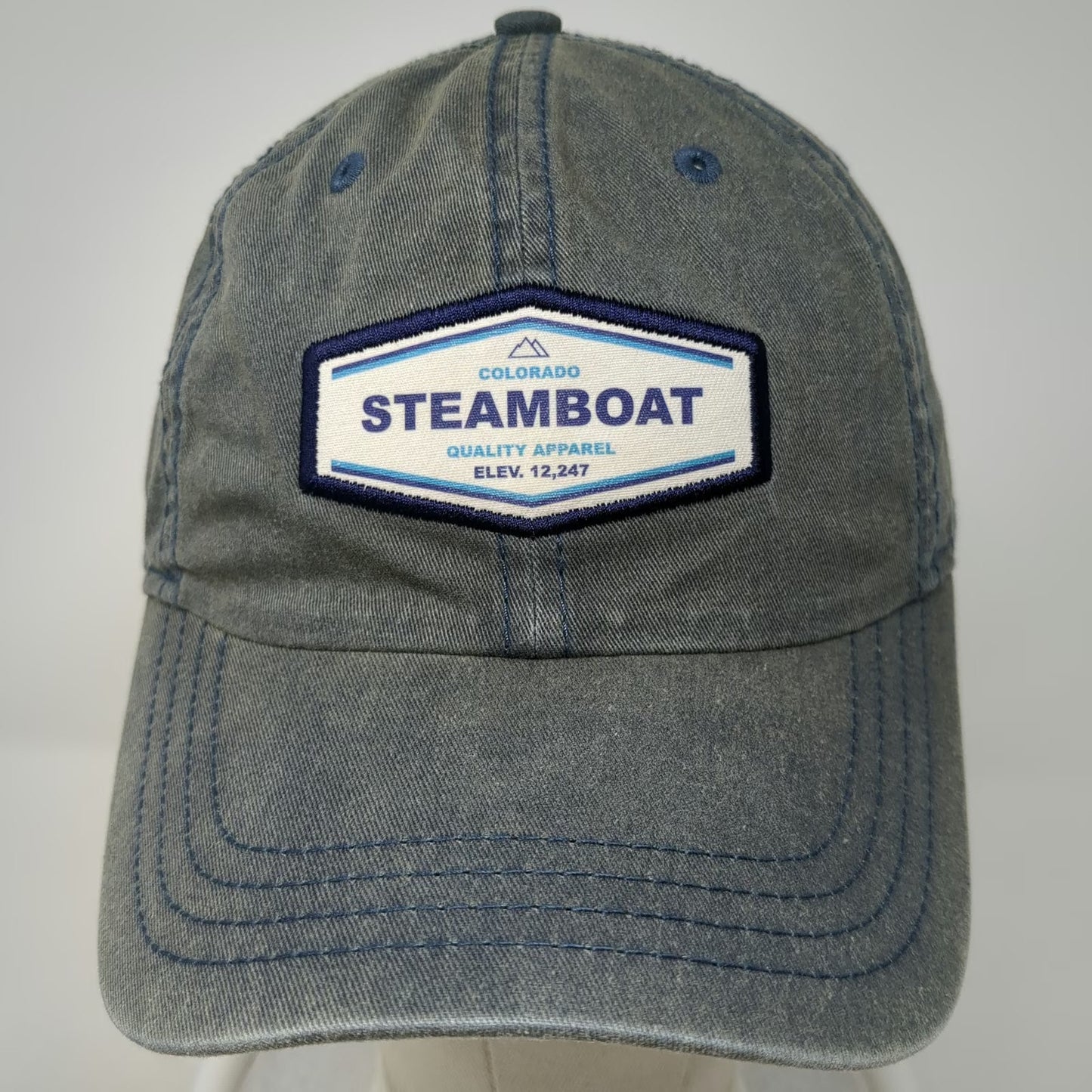American Dry Goods Baseball Cap Blue One Size Steamboat Colorado Mountain Hat