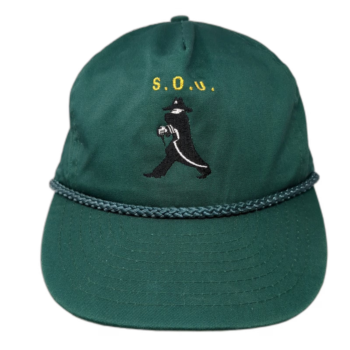 Nissin Cap 5 Panel Green One Size Slideback Rope S.O.U. Logo Embroidered Hat