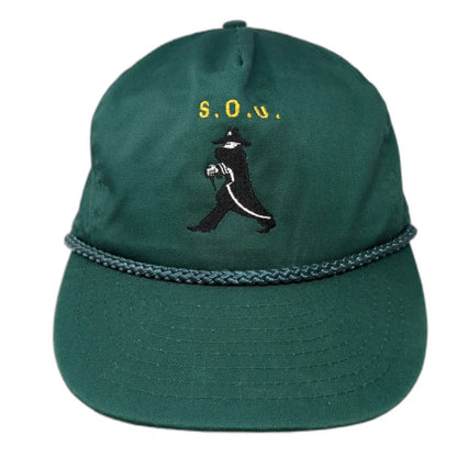 Nissin Cap 5 Panel Green One Size Slideback Rope S.O.U. Logo Embroidered Hat