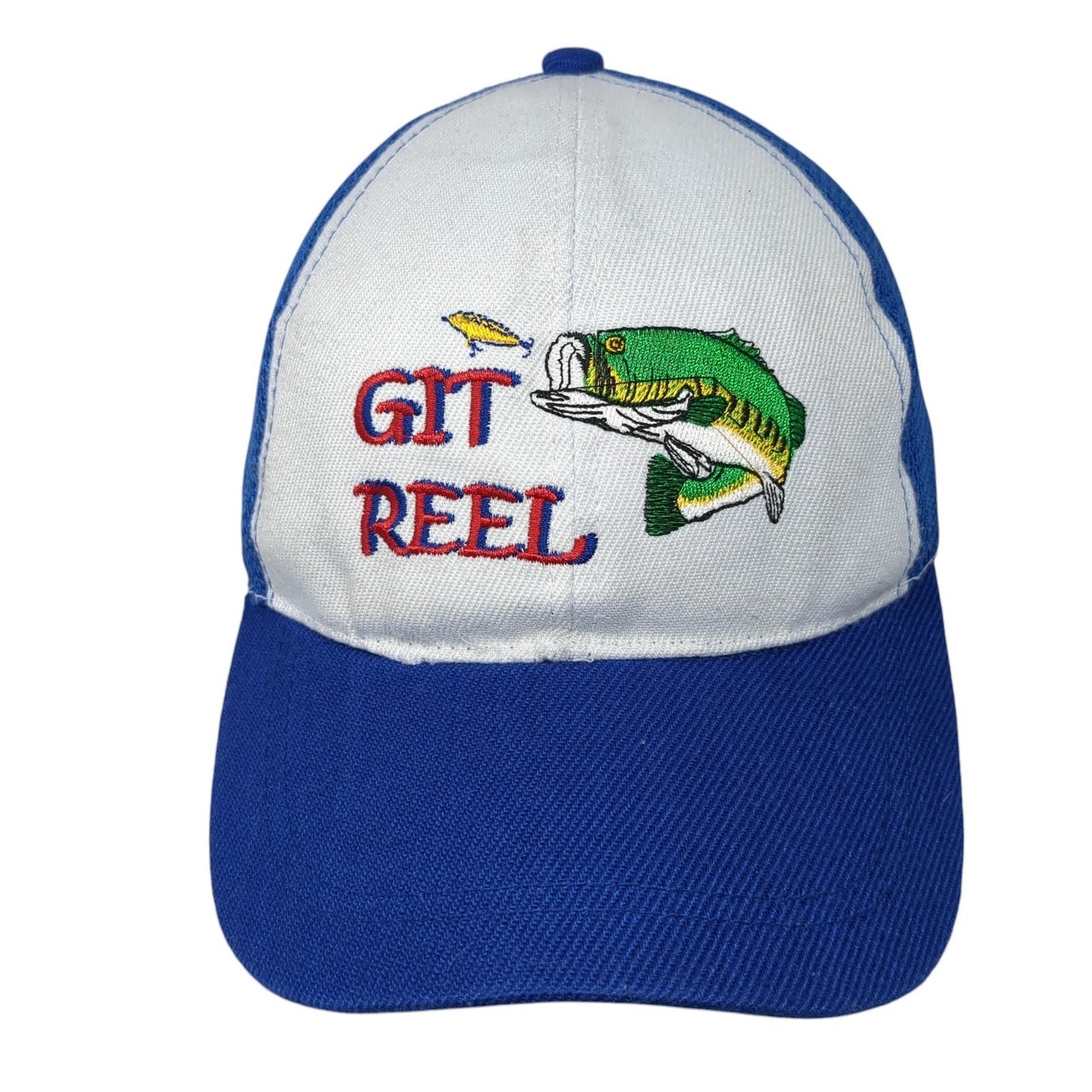 Git Reel Fish Strapback Hat Blue One Size Adjustable Colorblock Outdoor