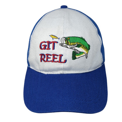 Git Reel Fish Strapback Hat Blue One Size Adjustable Colorblock Outdoor