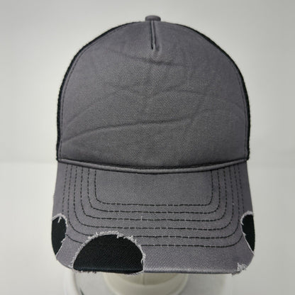 Ha Snapback Trucker Hat Gray One Size Adjustable Mesh Back Distressed Blank