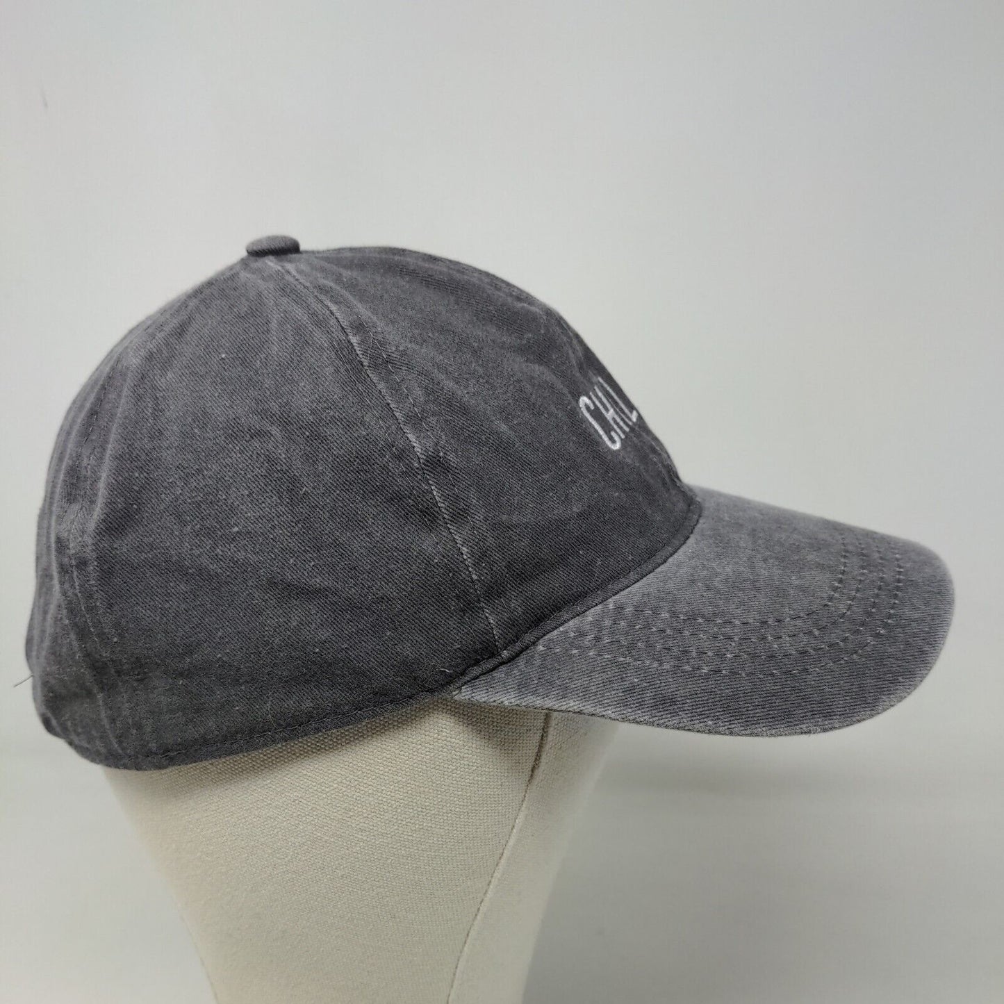 Unbranded Men's Slideback Hat Gray Adjustable 100% Cotton Embroidered Chill Logo