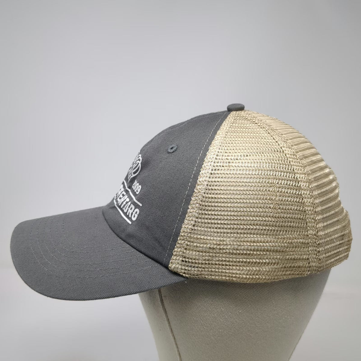 Image-N Trucker Hat Gray White Beige One Size Miriams Heart Mesh Snapback 2009