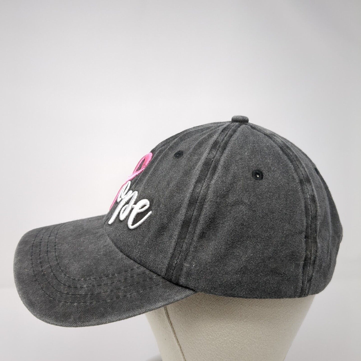 Hope Pink Ribbon Slideback Hat Gray One Size Adjustable Embroidered