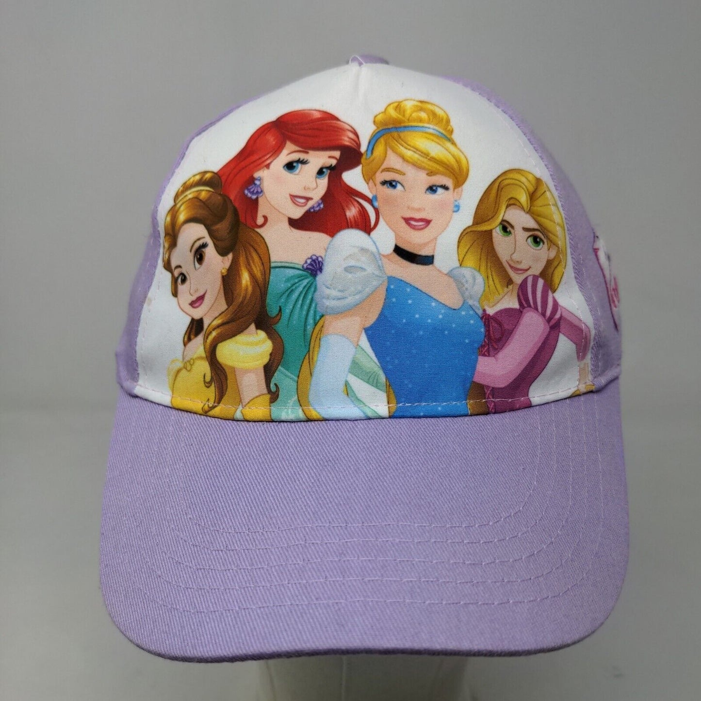 Disney Princess Girl's Strapback Hat Purple OSFM Graphic Belle Rapunzel Ariel