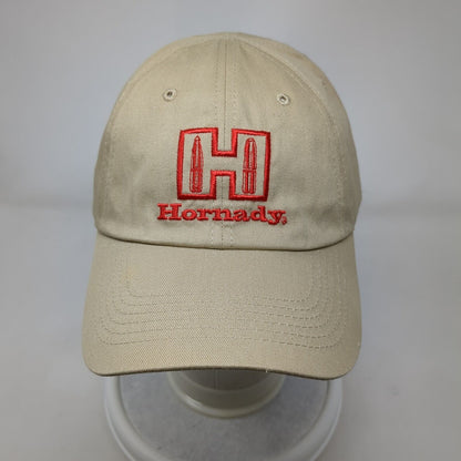 Hornady Strapback Hat Tan OSFA Adjustable Embroidered Vented Holes 6 Panel