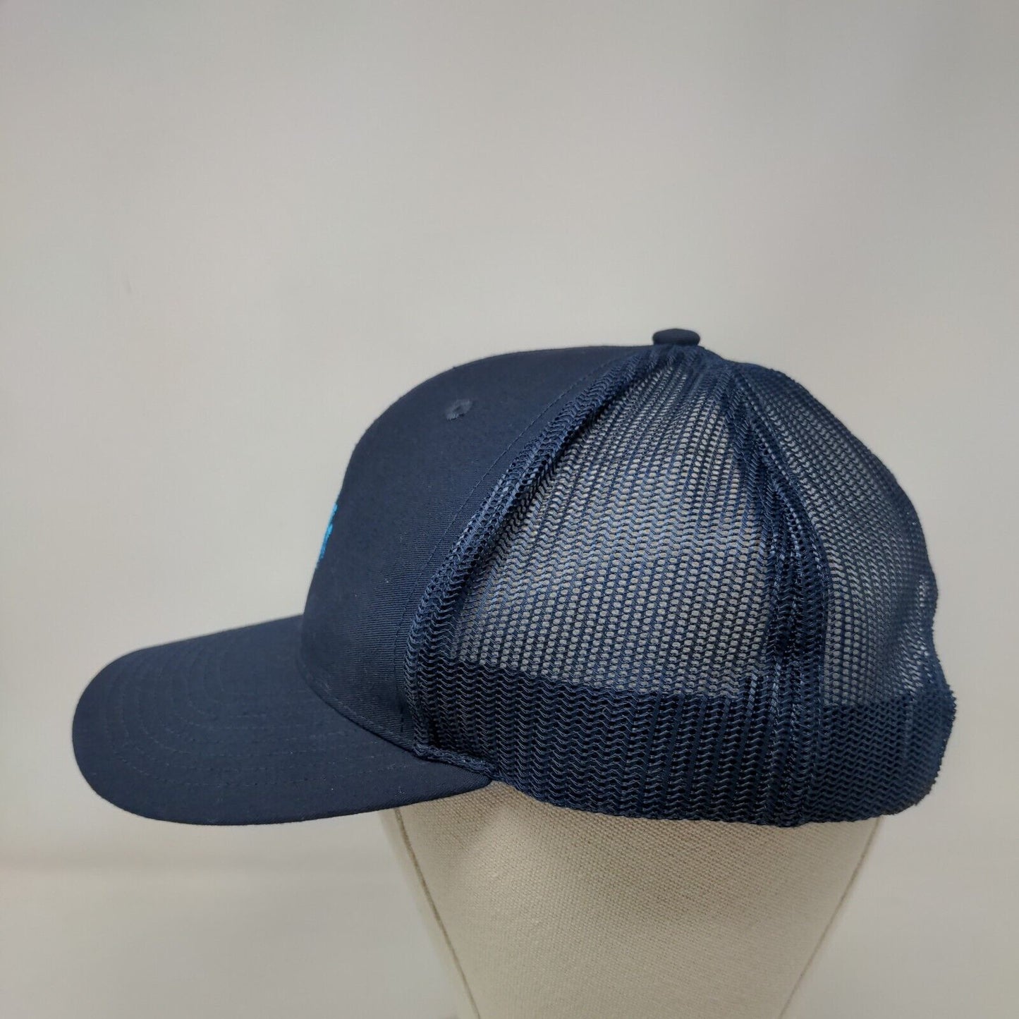 Richardson Snapback Trucker Hat Blue One Size Adjustable Embroidered Mesh Back