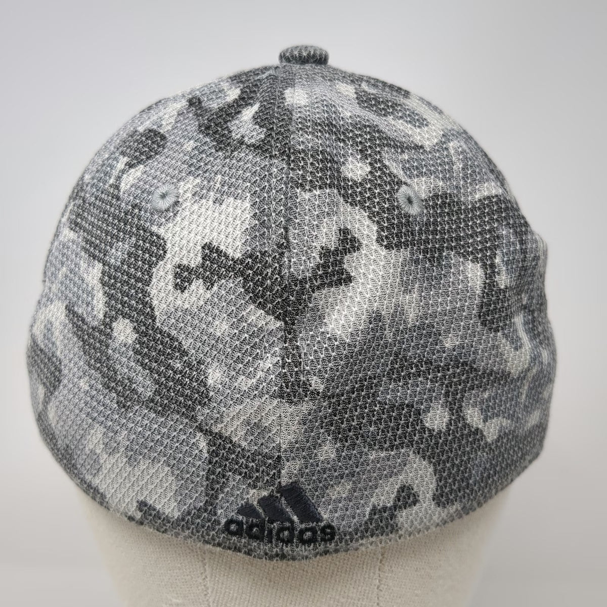 Adidas Baseball Cap Gray One Size Fitted Camo Mesh Stretch Hat Embroidered Logo