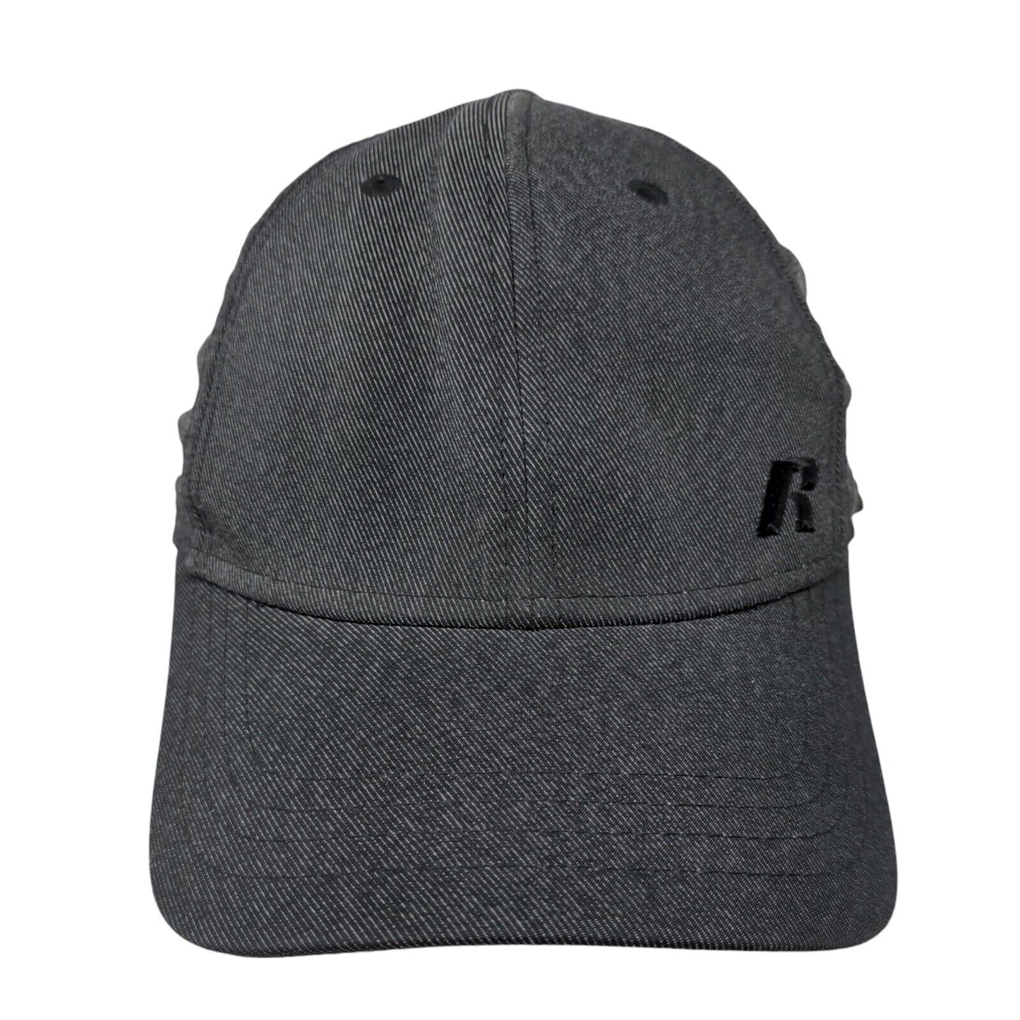 Russell Fitted Hat Gray S/M Lightweight Embroidered Logo Vented Holes 6 Panel