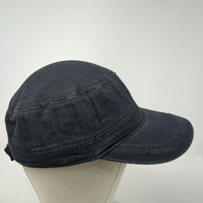 David and Young Army Cap Black One Size Herringbone Cotton Strapback Hat Cadet