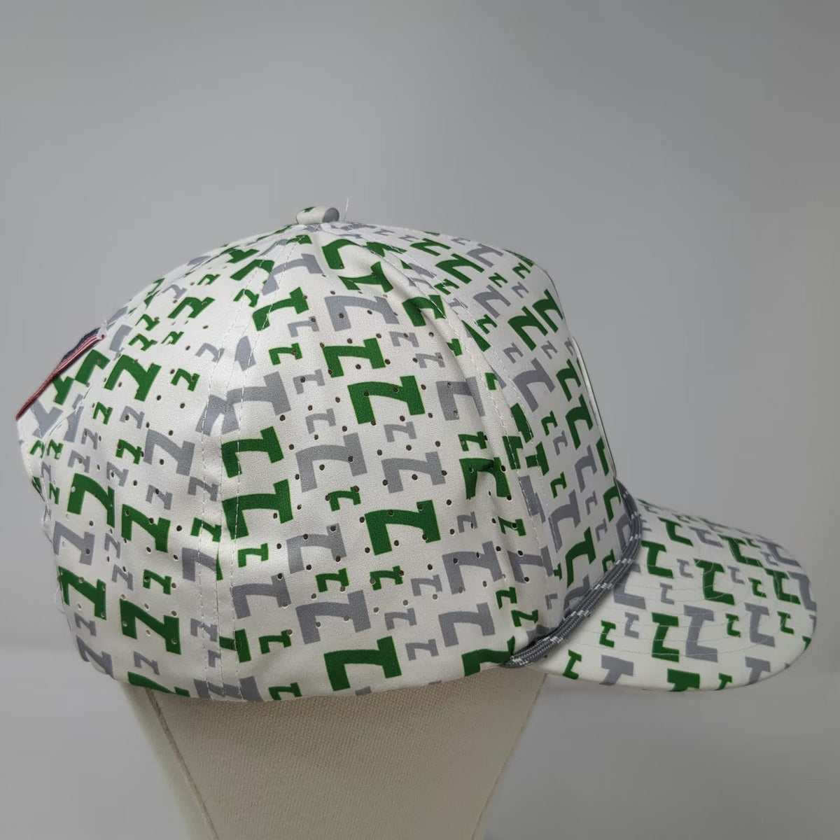 IBF 5 Panel White Green Gray Hat One Size Nucor Utah Golf Logo Rope Snapback