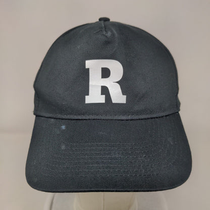 R Initial Youth Snapback Hat Black One Size Adjustable Vented Holes 6 Panel