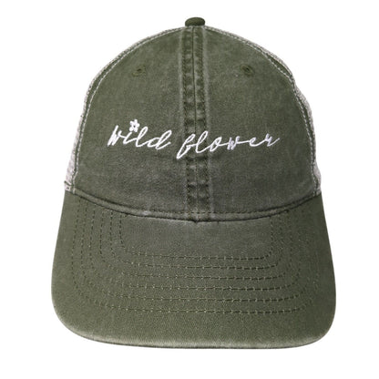Wild Flower Slideback Trucker Hat Green One Size Adjustable Mesh Back 6 Panel