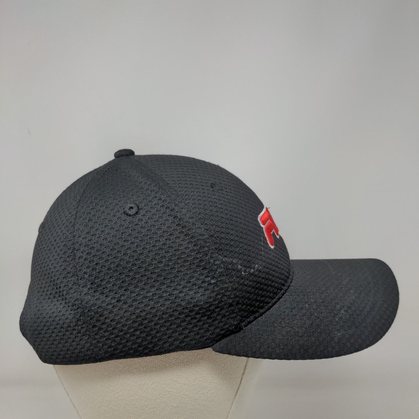 FILA Snapback Hat Black One Size Adjustable Embroidered Breathable Polyester