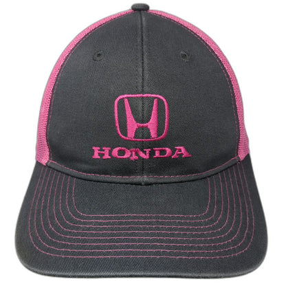 Port Authority Trucker Hat Gray Pink One Size Honda Logo Embroidered Mesh Snap