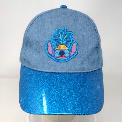 Disney Stitch Strapback Hat Blue OSFM Adjustable Embroidered Glittered