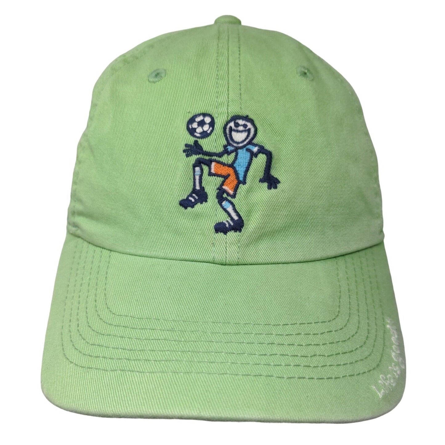 Jake Soccer Life Is Good Kids Strapback Hat Green 4-6T Embroidered