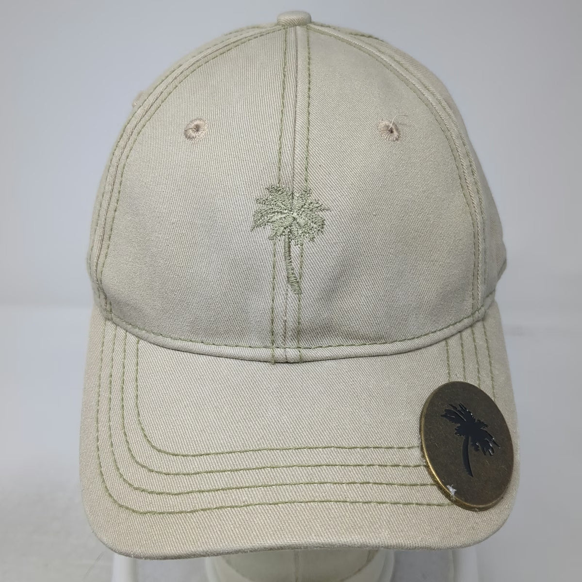 Baseball Cap Beige One Size Palm Tree Bottle Opener Strapback Beach Cotton Hat