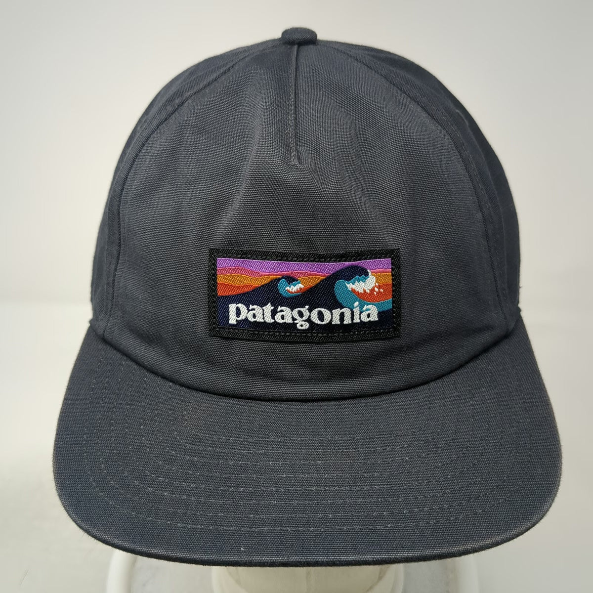 Patagonia 5 Panel Gray Hat One Size Wave Patch Snapback Ocean Sunset Embroidery