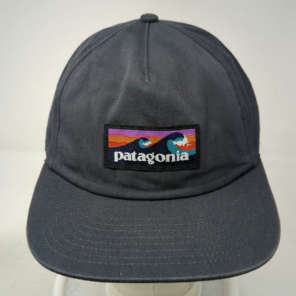 Patagonia 5 Panel Gray Hat One Size Wave Patch Snapback Ocean Sunset Embroidery
