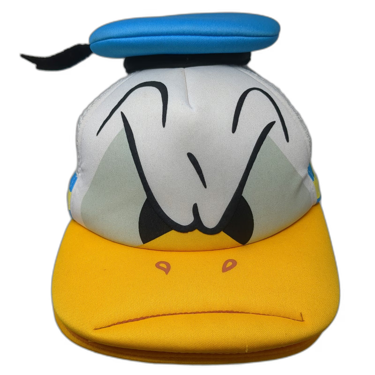 Disney Trucker Hat White Yellow Blue One Size Donald Duck 3D Character Mesh