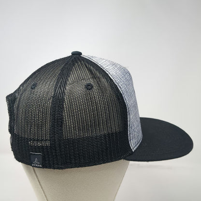 prAna Trucker Hat Black One Size Bear Hug Mesh Snapback Grey Pattern Outdoors