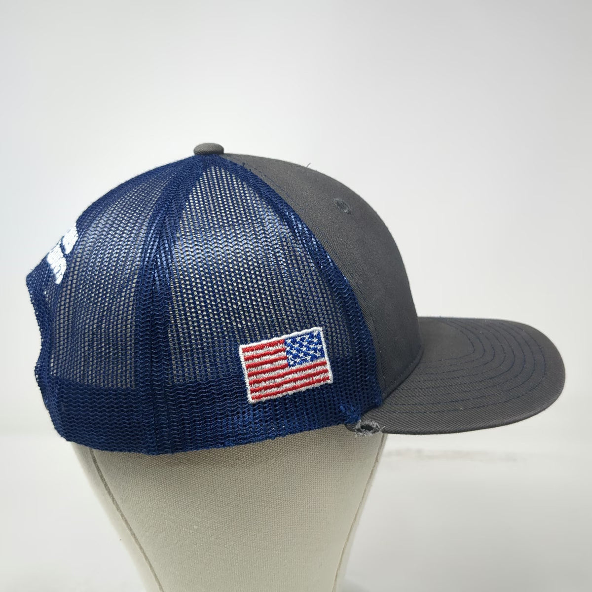 Port Authority Trucker Hat Gray Blue One Size American Flag Scuba JM Thomas