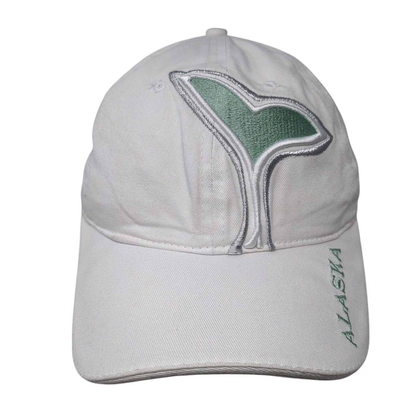 Alaska Humpback Whale Tail Strapback Hat White OSFA Embroidered 6 Panel