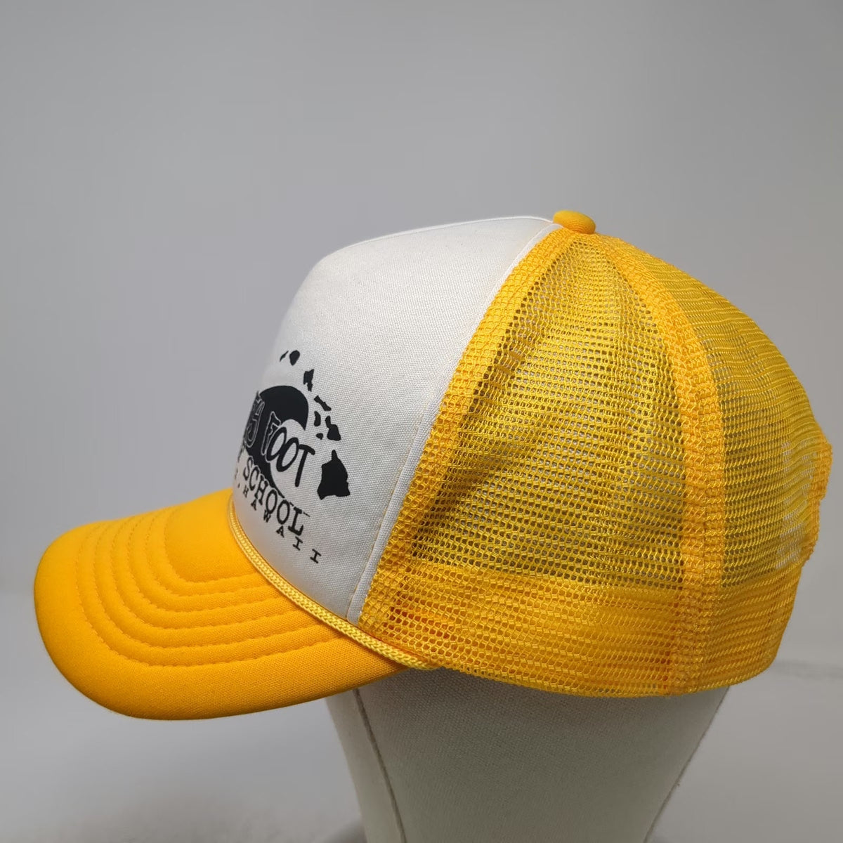 Headgear Trucker Hat Yellow White Maui Hawaii Goofy Foot Surf School One Size